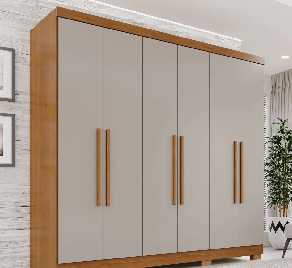 Guarda-Roupa Casal França 6 Portas 2 Gavetas CinamomoOff-White