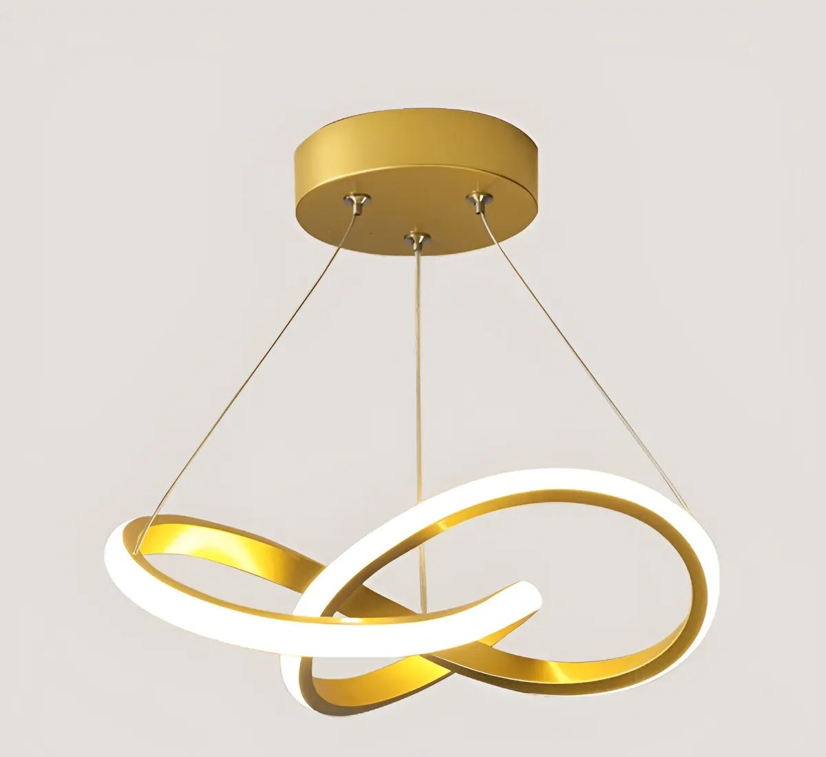 Lustre Pendente Moderna Led,luminaria Dourado Redondo Sala