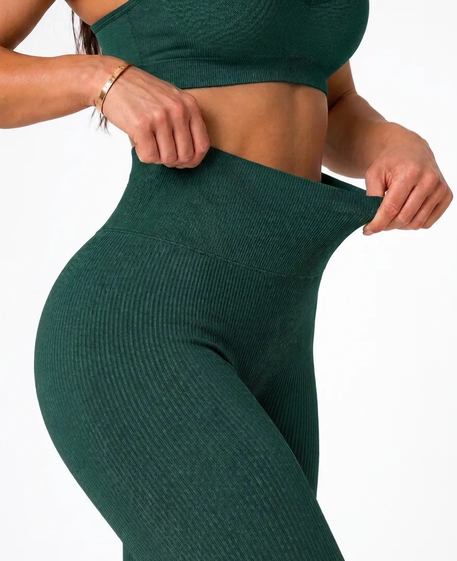 Calça Legging Canelada Feminina Academia Sem Costura Fitness