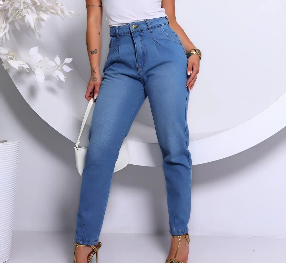 Calça Mom Jeans Feminina Cintura Alta