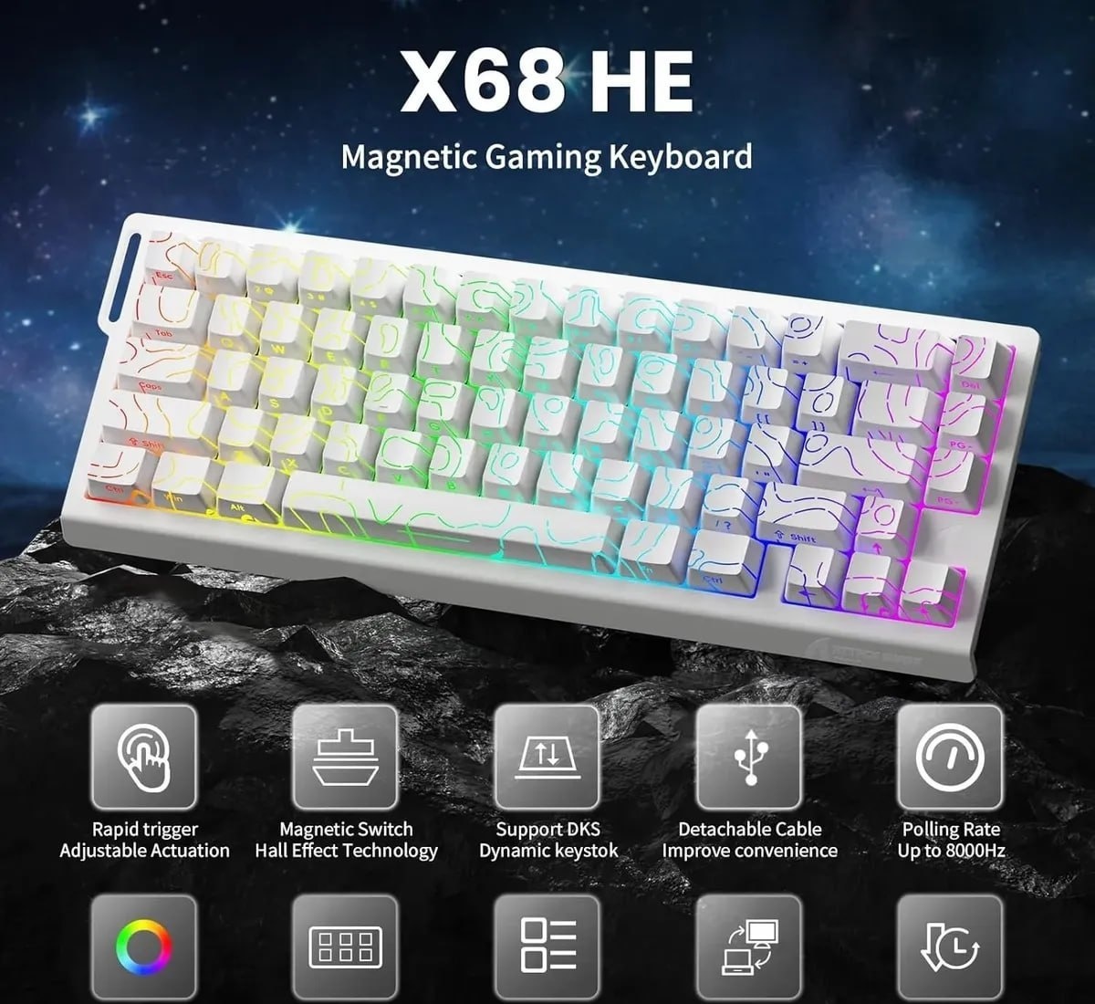Teclado Mecânico Attack Shark X68he