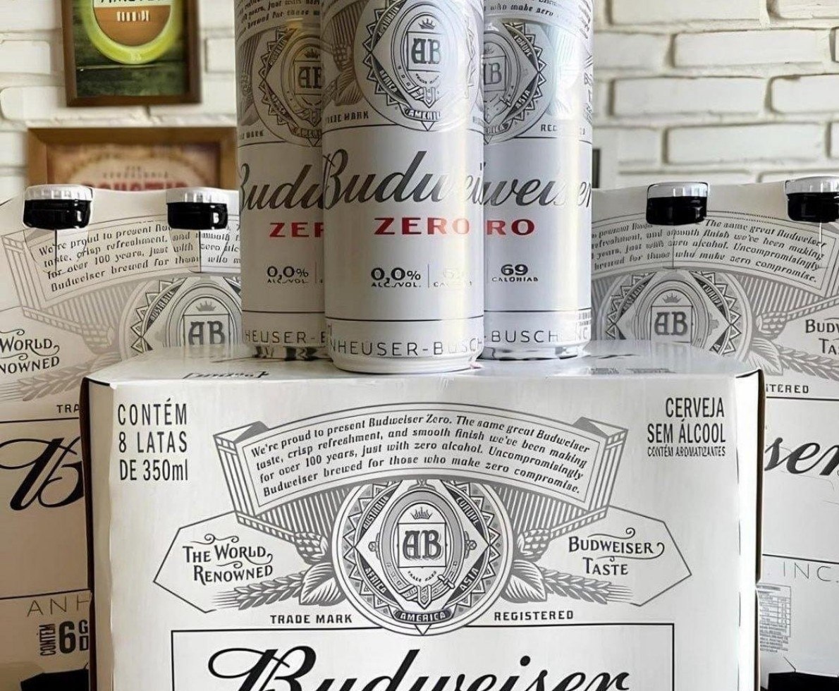 Pack Cerveja Budweiser Zero Álcool 350mL Lata - 8 unidades