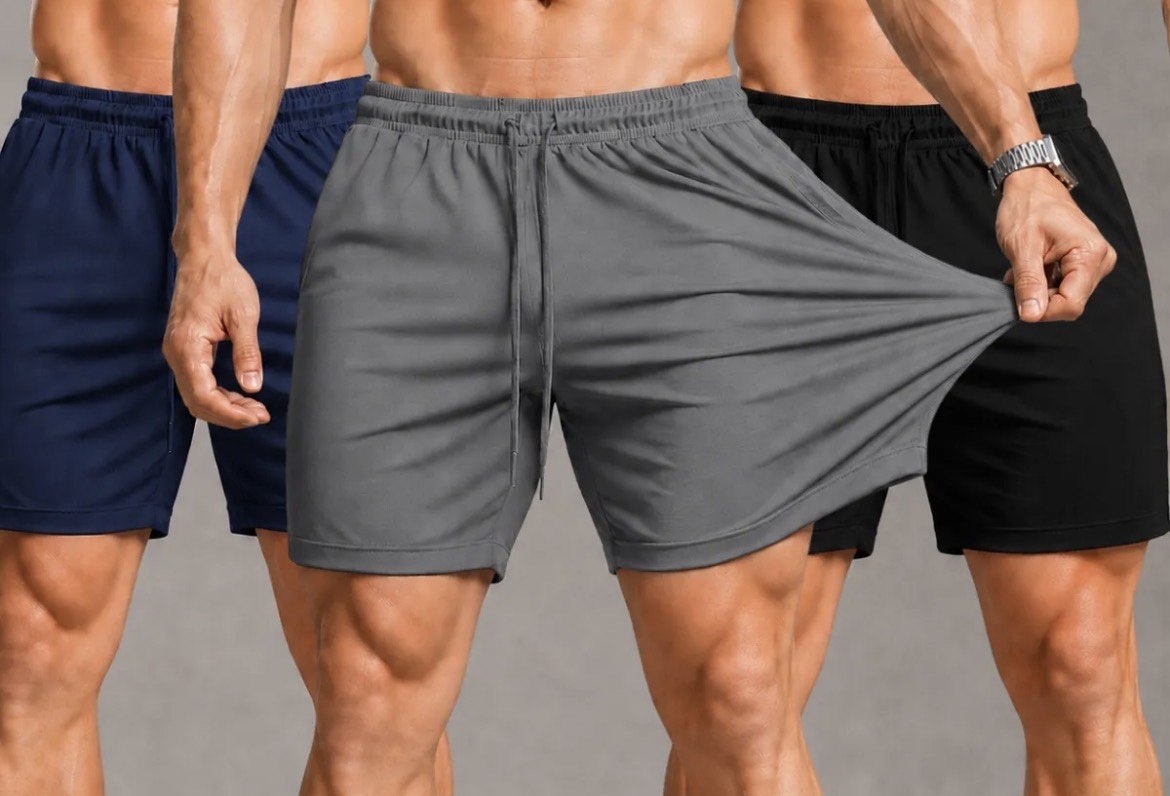 Kit 3 Shorts Bermuda Masculina Tactel Com Elastano Academia