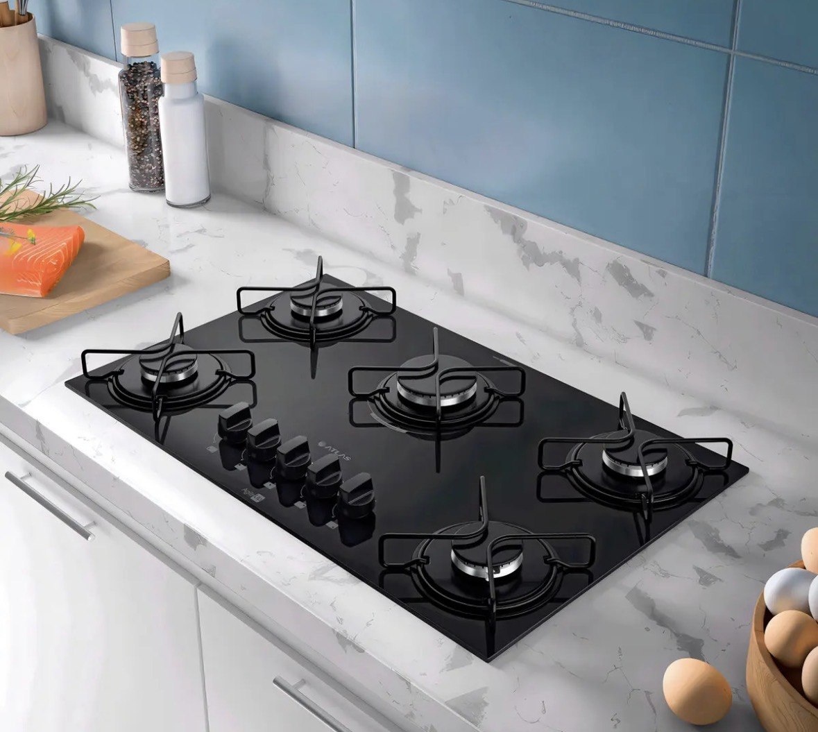 Cooktop 5 Bocas A Gás Atlas Agile Up Mega Chama Preto