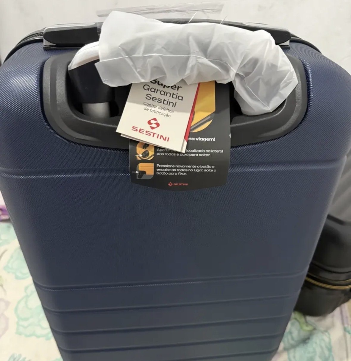 Mala Bordo Abs Sestini 360 Essencial 2 Com Roda Removível Azul-marinho