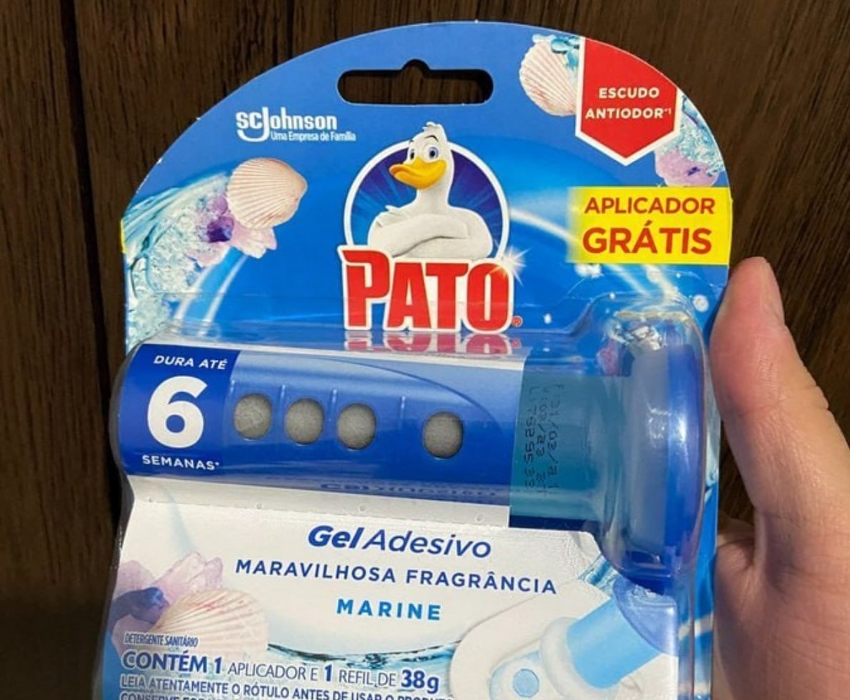Pato Desodorizador Sanitário Gel Adesivo Marine, c Aplicador, 6 Discos