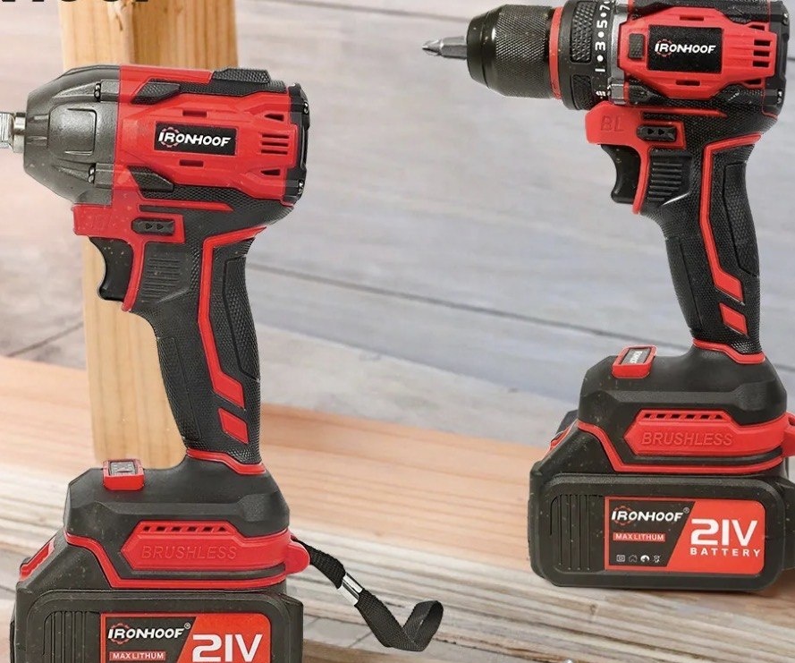 Kit2 Profissional Parafusadeira Chave De Impacto Brushless