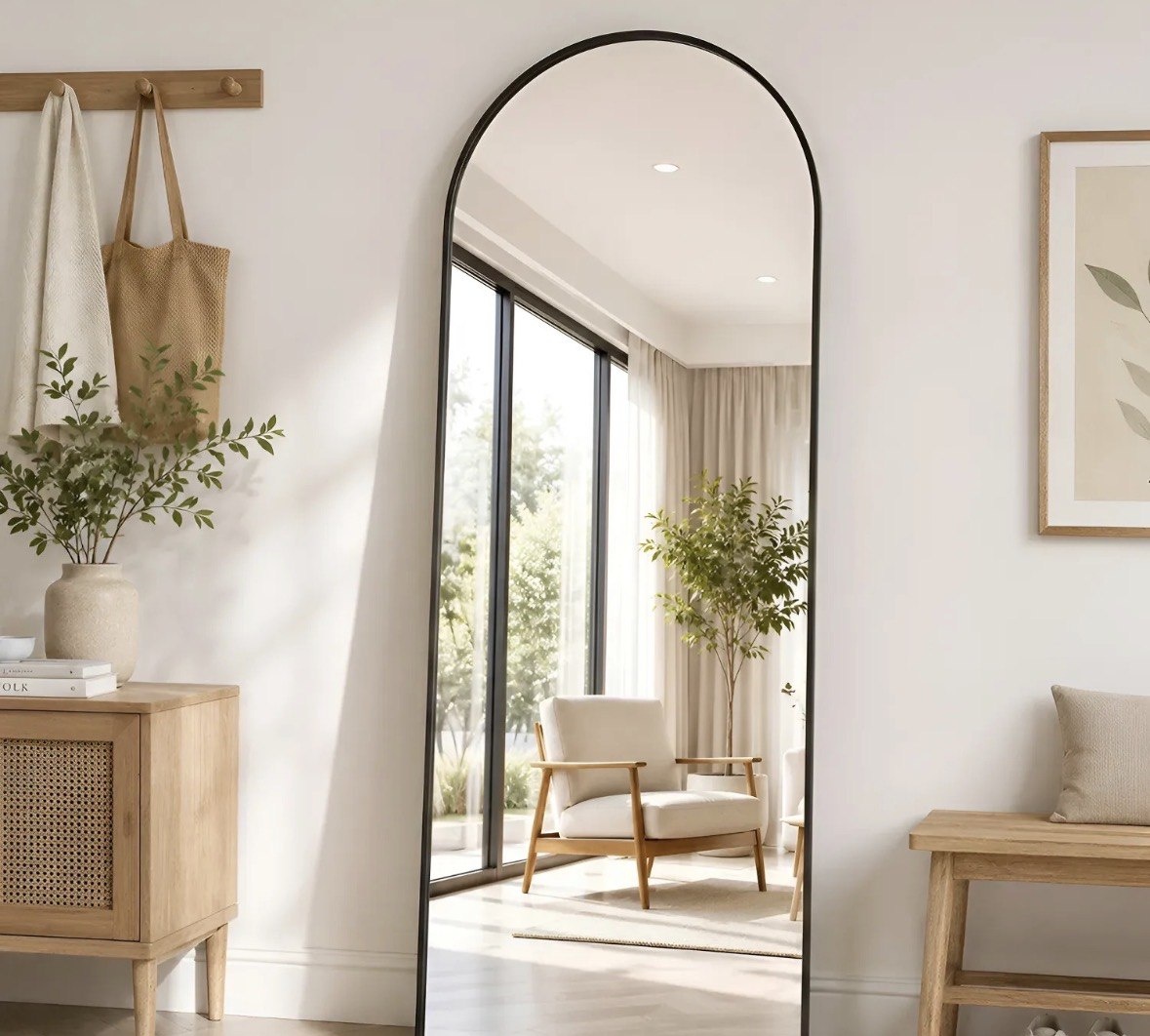 Espelho De Chão Corpo Inteiro Arco 16560cm Com Suporte U