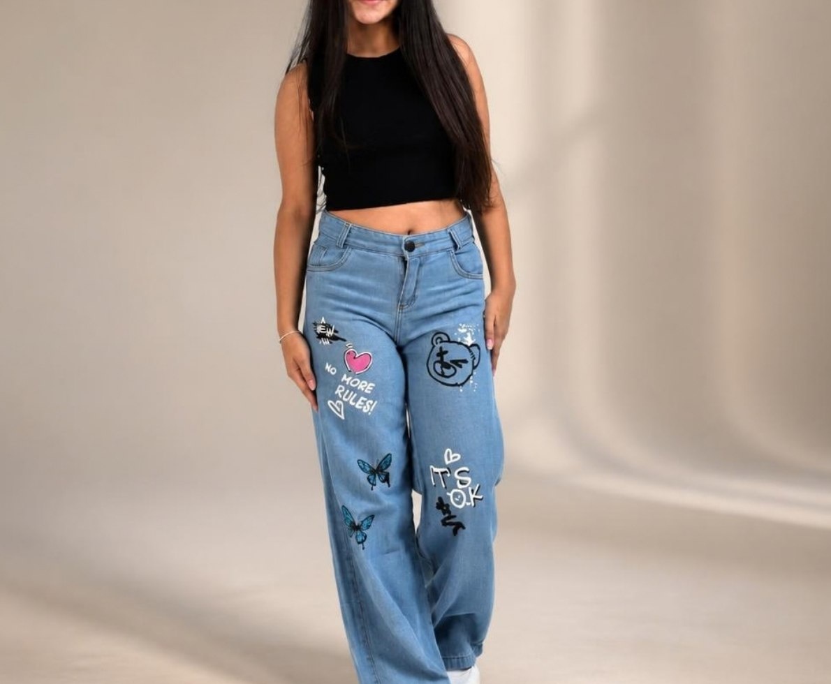 Calça jeans wide leg infantil juvenil 10 aos 16