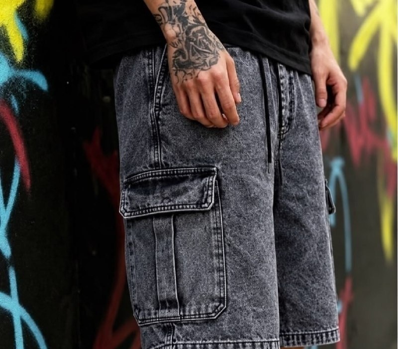 Bermuda Jeans Cargo Baggy Streetwear