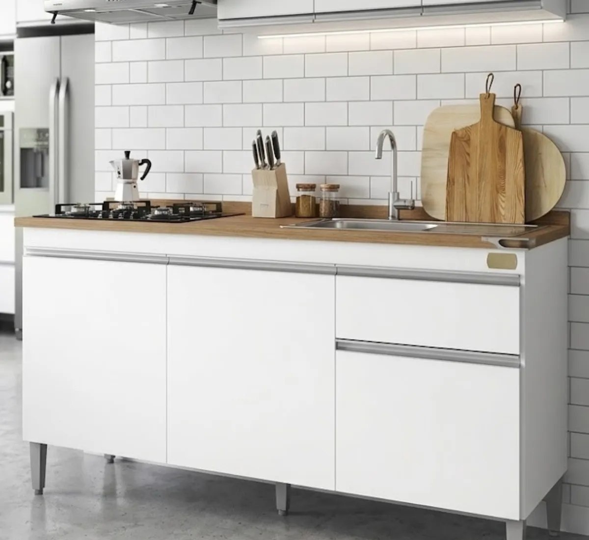 Balcão Gabinete Multiuso Cozinha 120cm Armário Organizador