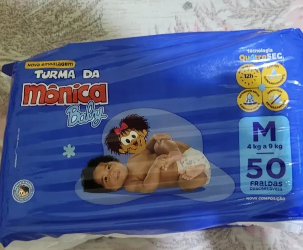 Fralda Descartável Baby M Pacote 50 Unidades Turma da Mônica