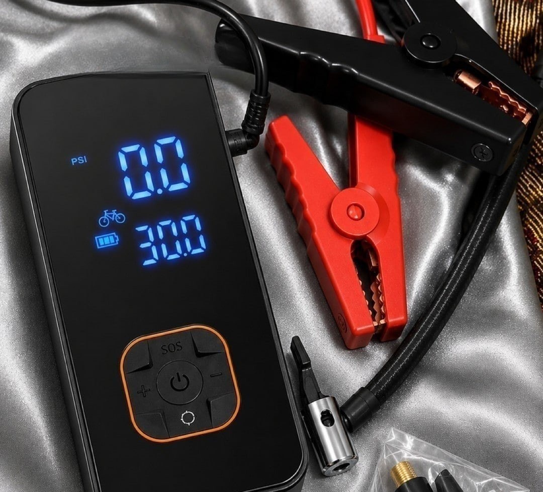 Kit Compressor de Ar Compacto 150 Psi  Auxiliar de Partida  Powerbank