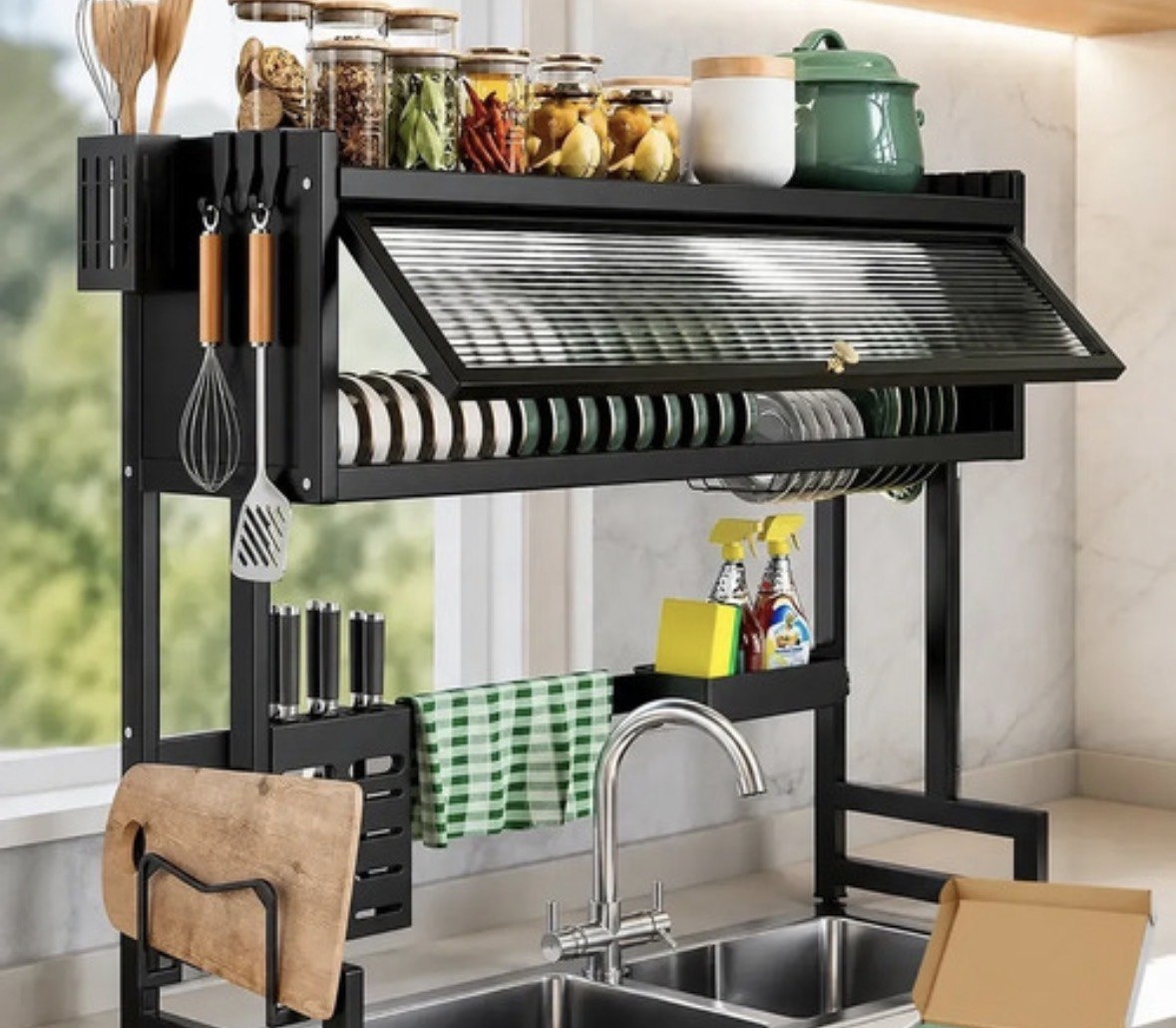 Escorredor Louca Suspenso Preto 65 Cm Em Aço Carbono