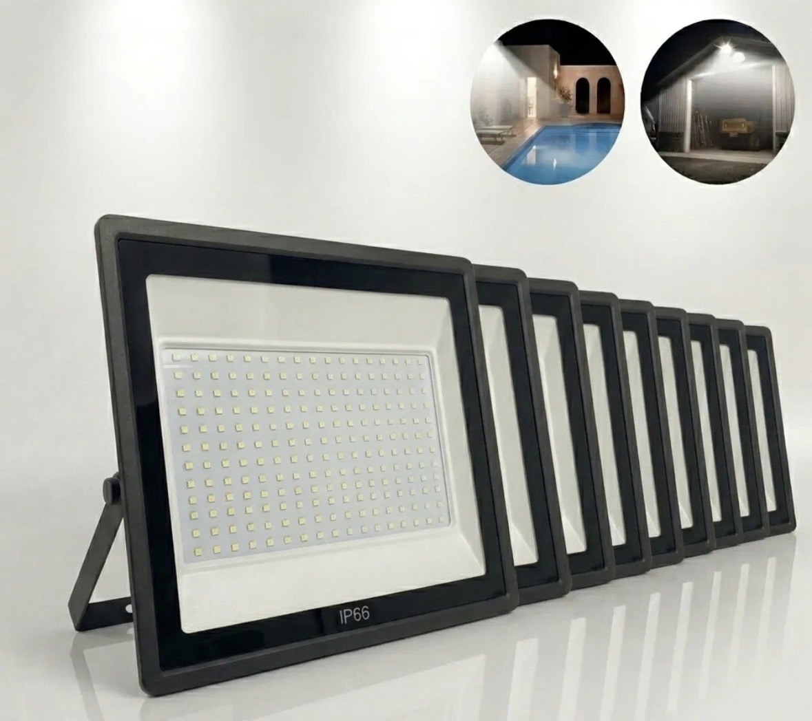 Kit 10 Refletor Led Grande 1000w Campo De Futebol Ip66 Frio