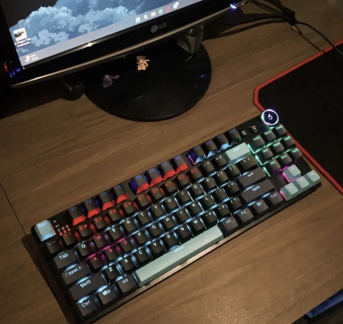 Teclado Mecânico Gamer Rgb Tkl, USB-CBluetooth2.4G Sem Fio Teclado, 87 Teclas Hotwape Ansi Com Knob, Anti-Ghosting para PC, Notebook