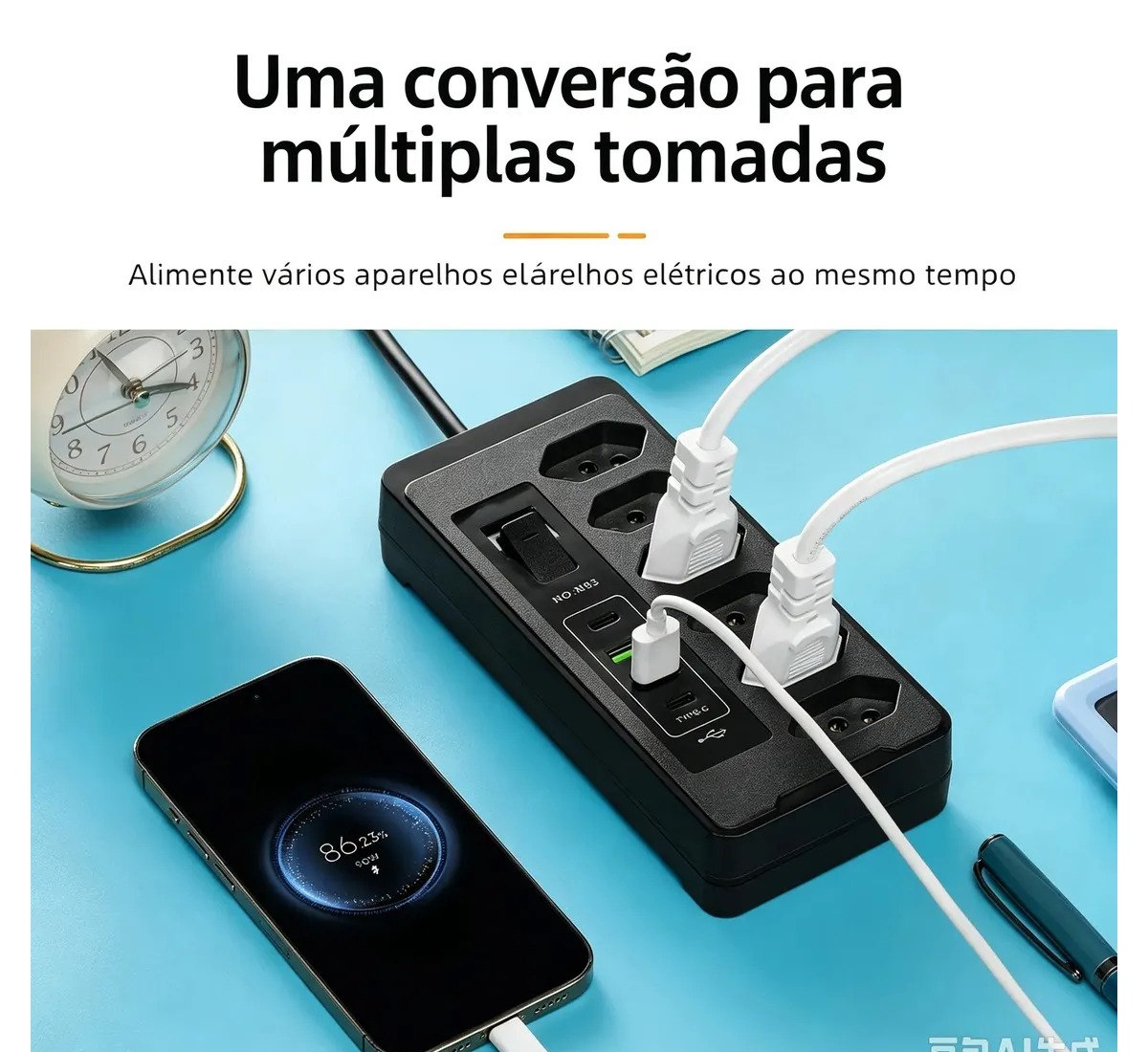 Filtro De Linha Régua Extensão 6 Tomadas E 2 Usb