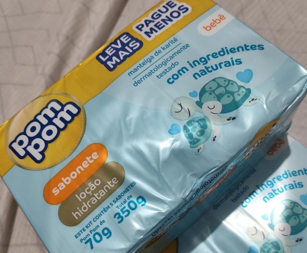 Kit Sabonete em Barra Pom Pom Loção Hidratante - 5 unidades de 70g