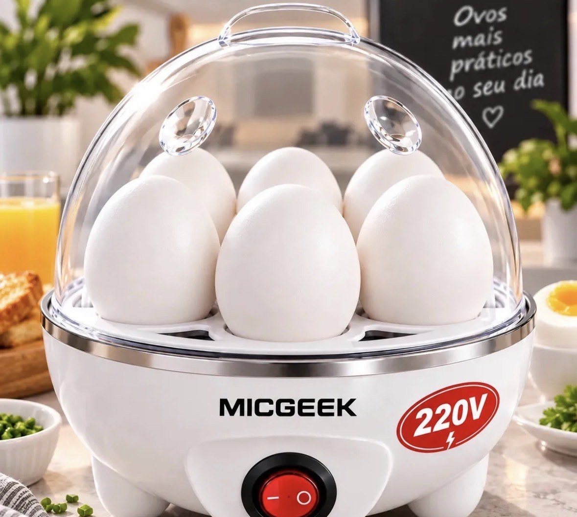 Cozedor De Ovos Automático Panela A Vapor Elétrica Legumes Elétrica Portátil Prático Rápido 7 Ovos Em 5min Micgeek