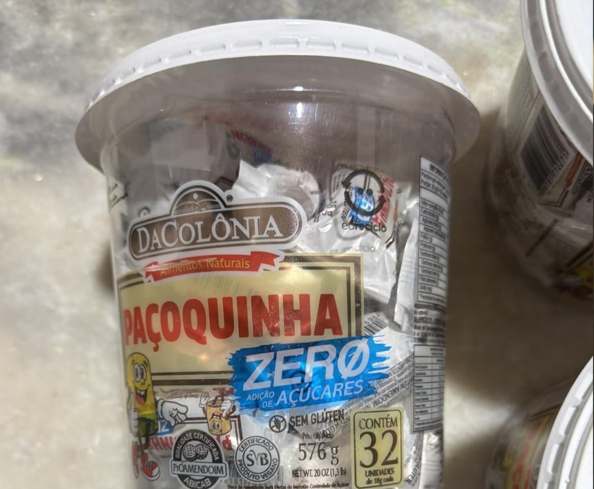 DaColônia Paçoquinha Zero Açúcar Pote 32 Unidades