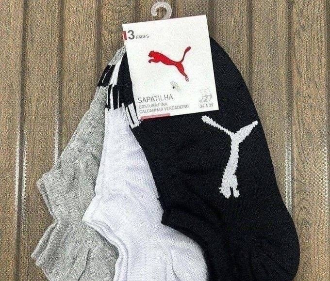 Kit com 9 Pares Meias Puma Sapatilha Soquete