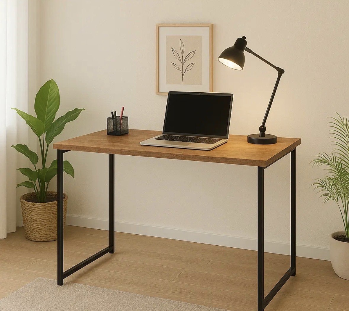 Escrivaninha Industrial 90cm Mesa Estudo Aparador Aço Mdf