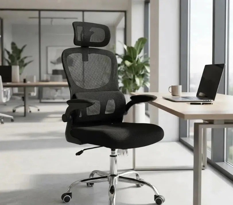 Cadeira Escritório Ergonômica Atlanta Preta Suporte Lombar