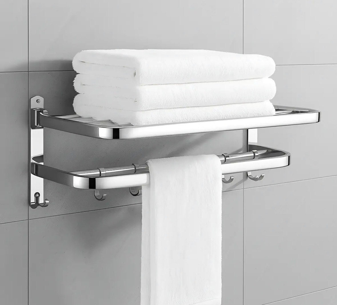 Toalheiro Duplo Aço Inox Banheiro Moderno Porta Toalhas