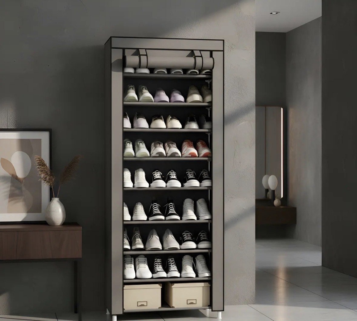 Sapateira Organizador De Sapatos Com 9 Prateleiras Tnt Cor Cinza
