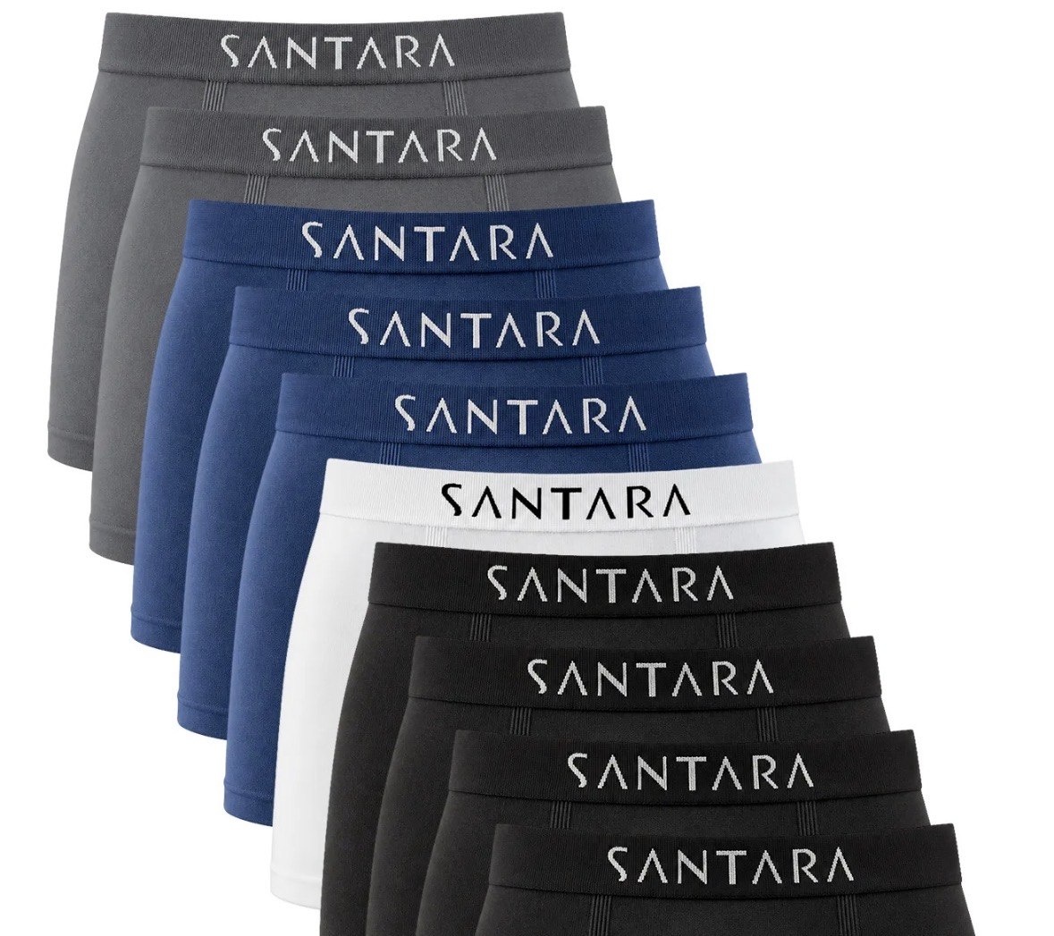 Kit Com 10 Cuecas Boxer Microfibra Sem Costura Santara