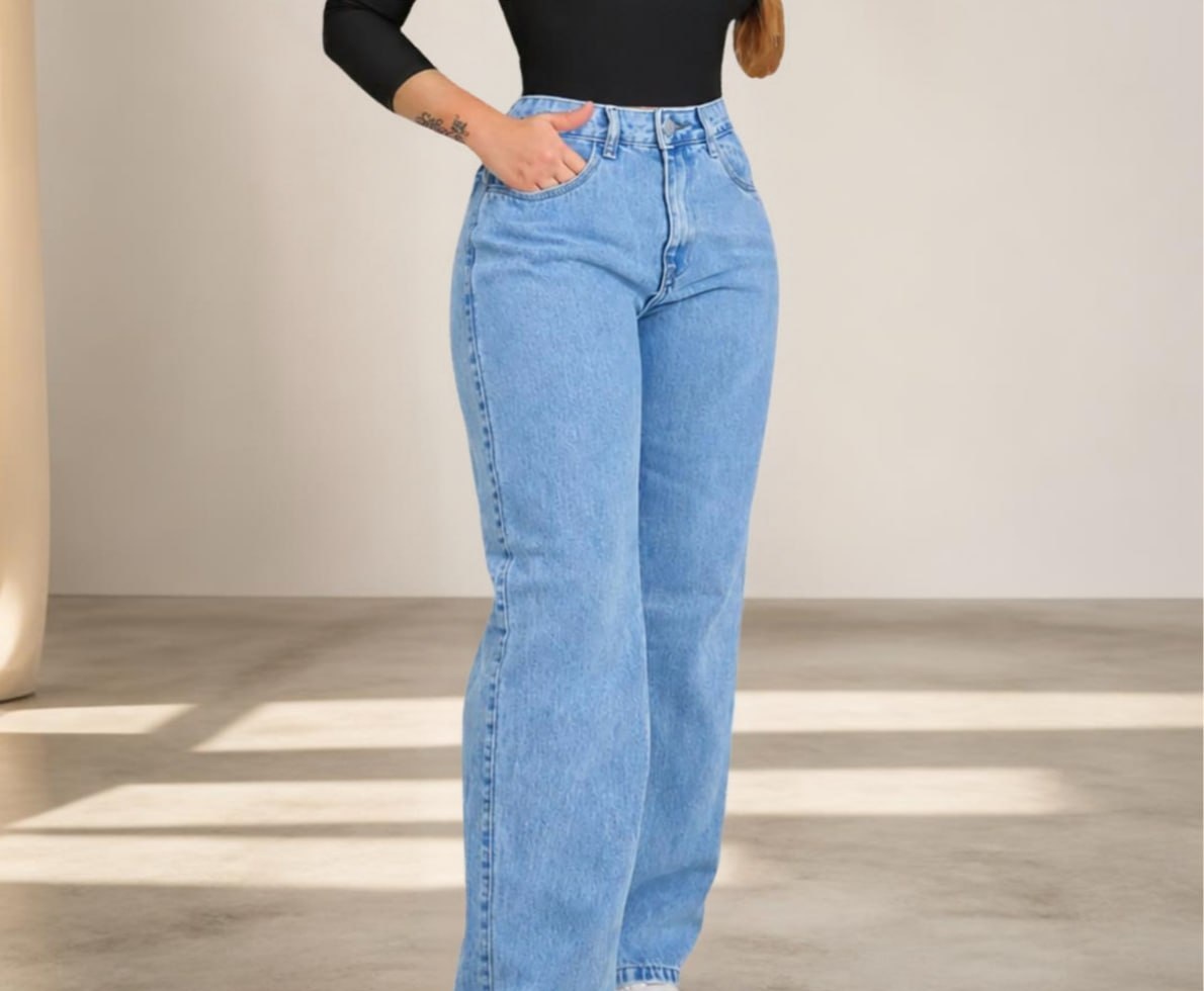 Calça Jeans Wide Leg Pantalona