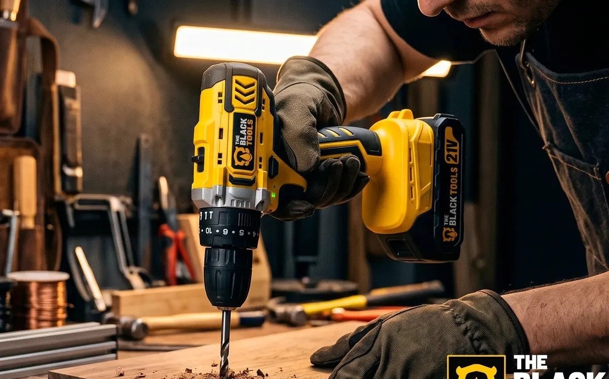 Furadeira E Parafusadeira De Impacto 2 Baterias 2000mah 21v 38 Tb-21pkx The Black Tools Com Maleta E Acessorios