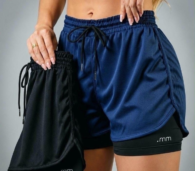 Kit com 2 Shorts Duplo Compressão Fitness