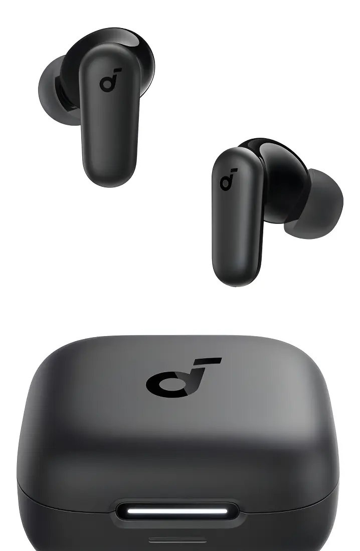 Fone de Ouvido Bluetooth 5.4 soundcore P30i da Anker, Cancelamento de Ruído Adaptativo, Graves Poderosos, 45H de Reprodução, Estojo 2-em-1 com Suporte para Celular, IP54, Fone sem fio TWS, Preto