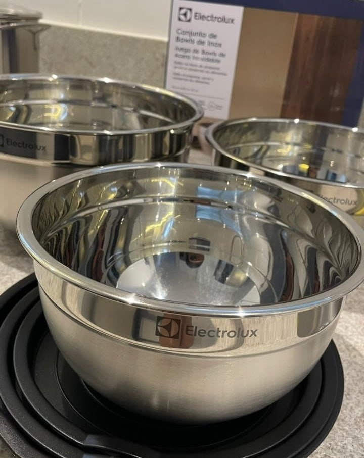Conjunto com 03 Bowls Tigelas de Inox c Tampa Electrolux