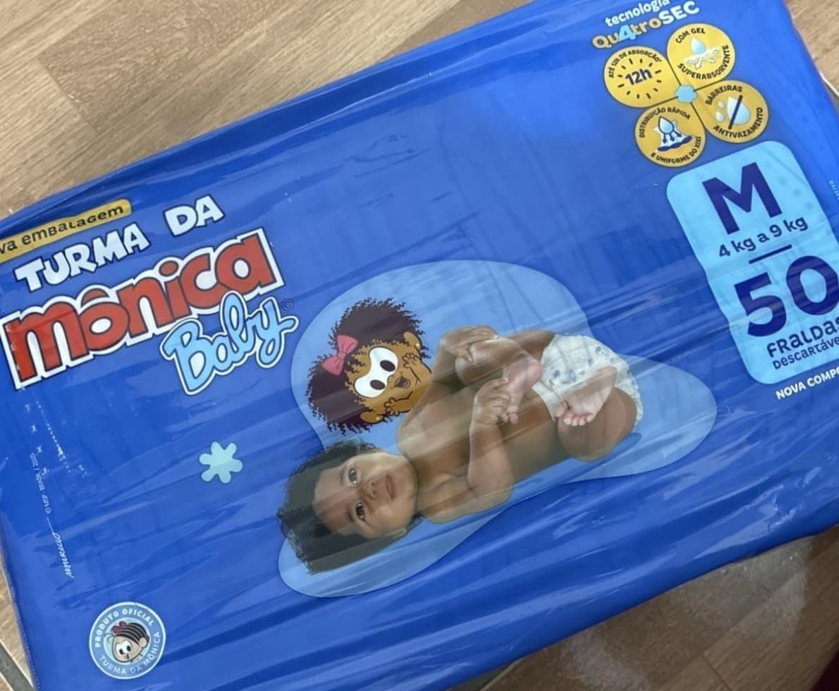 Fralda Turma da Mônica Baby Mega M 50 Unidades