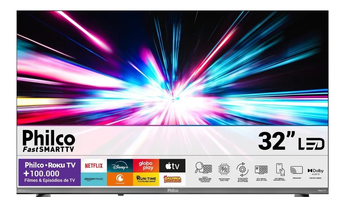 Smart Tv 32 Philco Roku Tv Dolby Áudio Hdr10 P32crb