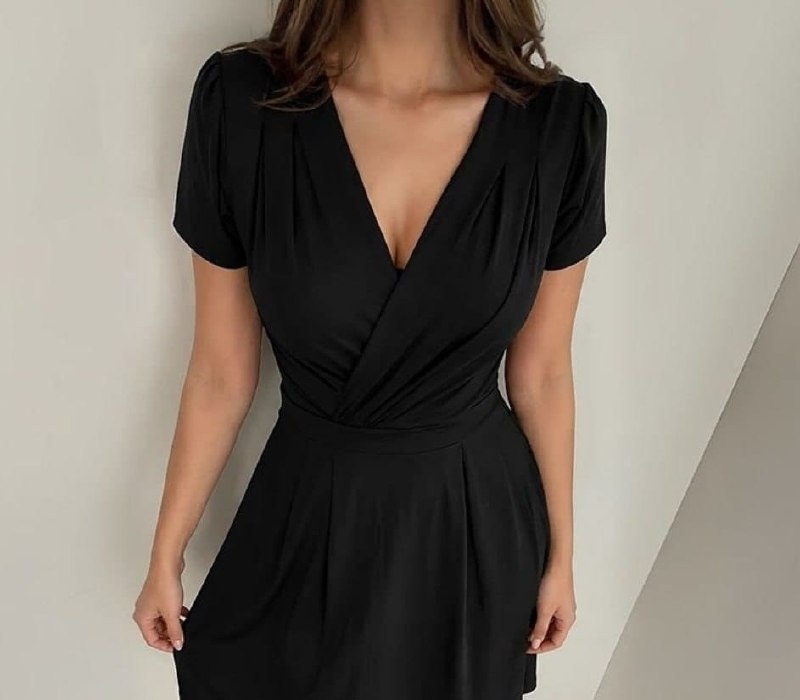 Vestido Decote Transpassado Envelope Manga Curta 7 cores