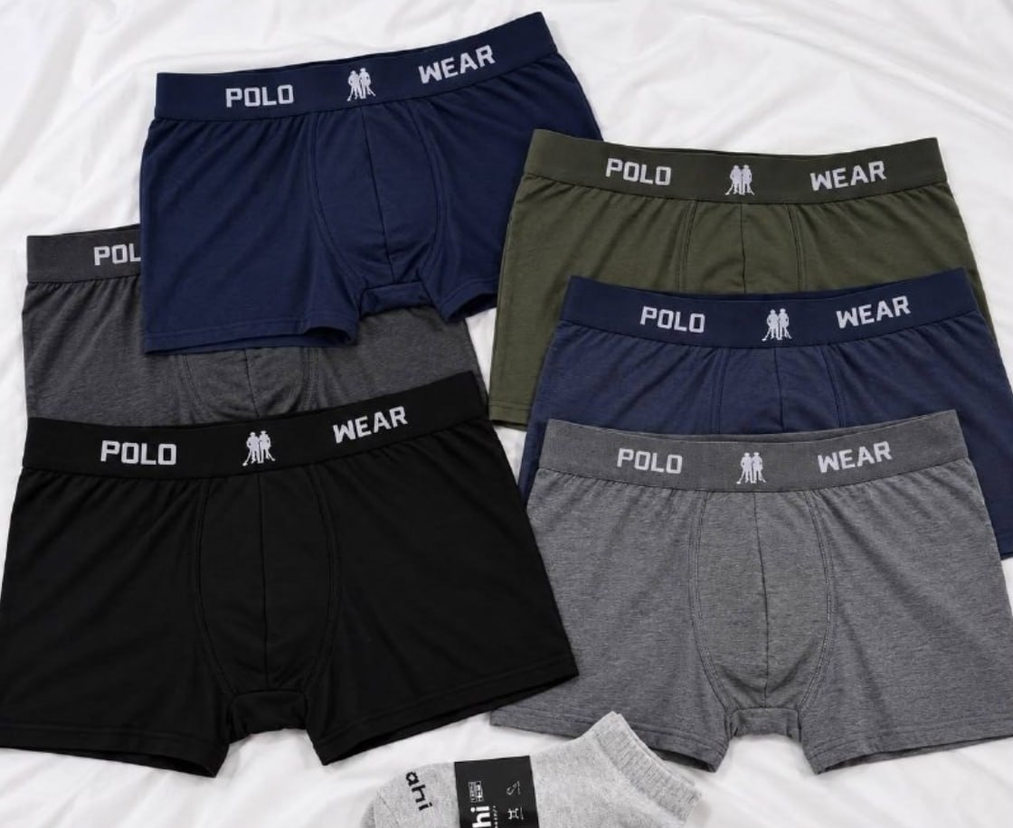 Kit 6 Cueca Polo Wear Microfibra  6 Meia Cano Medio Algodão