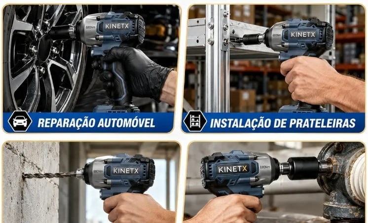 Chave De Impacto Parafusadeira 680nm Brushless 98v 2 Baterias