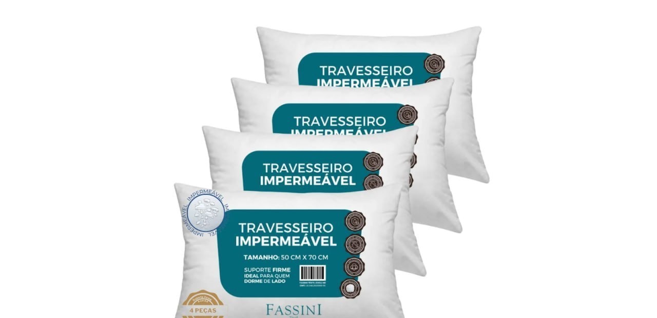 Kit 04 Travesseiros Antialérgico Impermeável Fassini 50x70cm