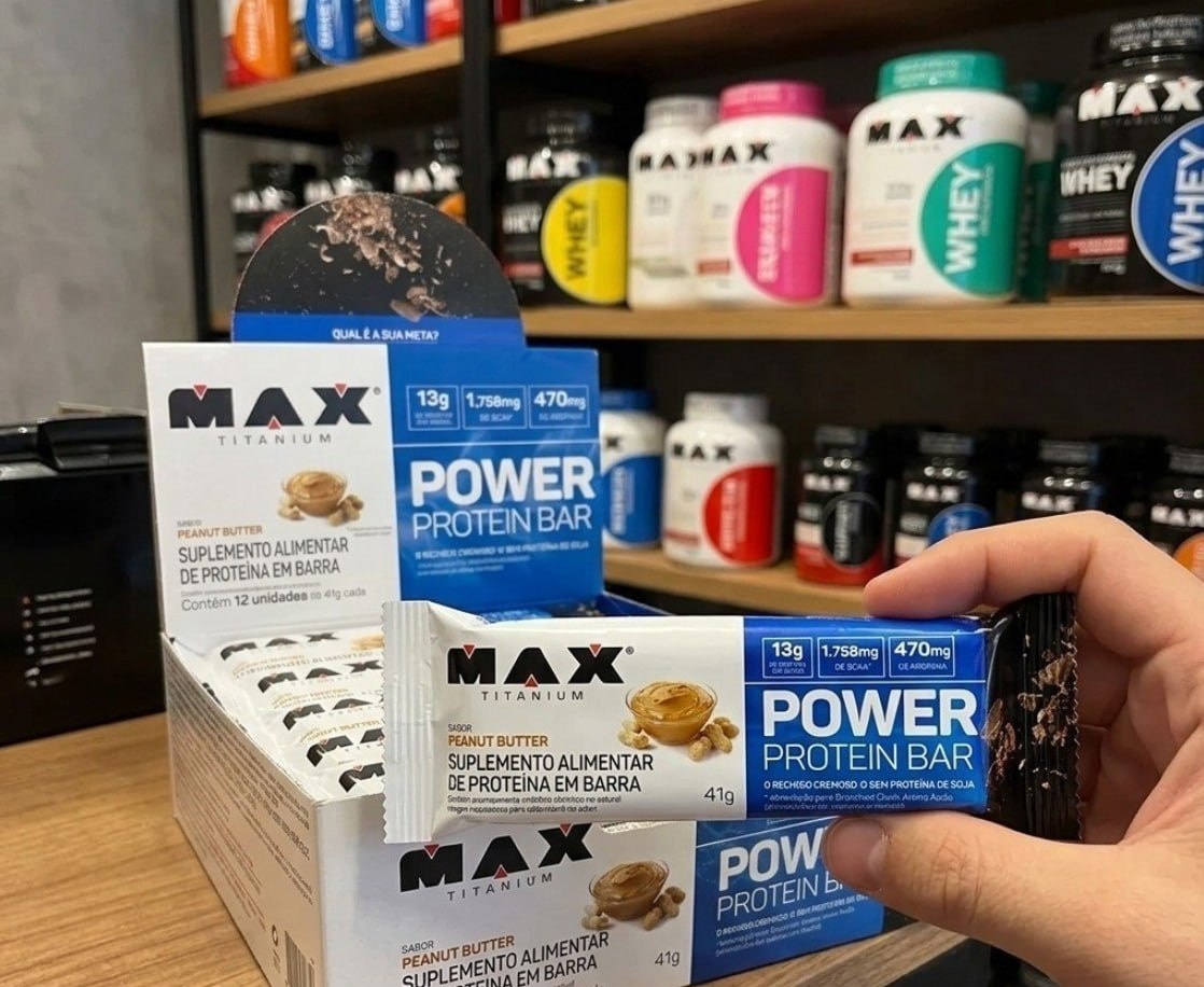 Power Protein Bar 41g Display Com 12 Unid Max Titanium Sabor Milk caramel