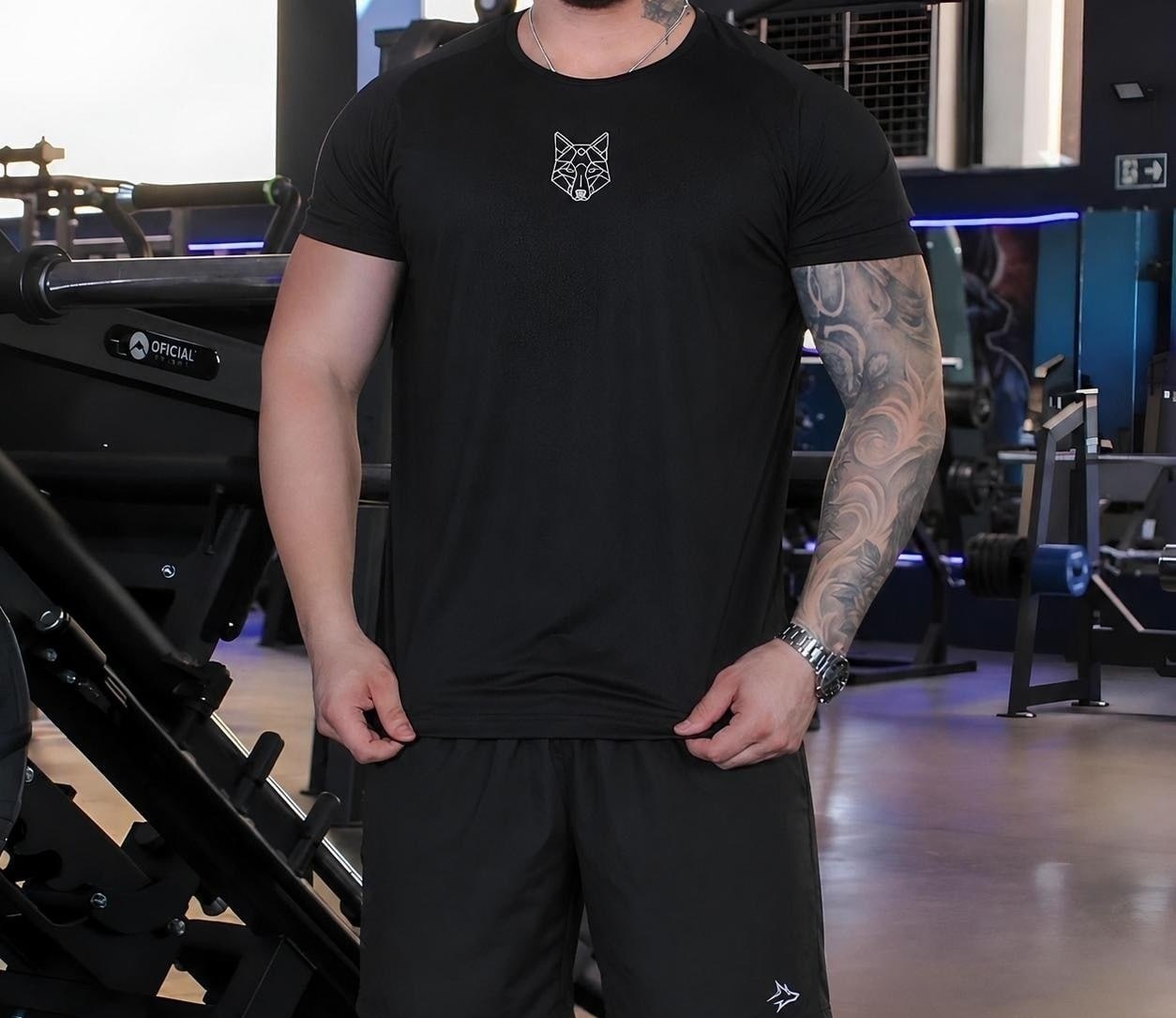 Kit Bermuda  Camiseta Lobo Dry Fitness Alpha