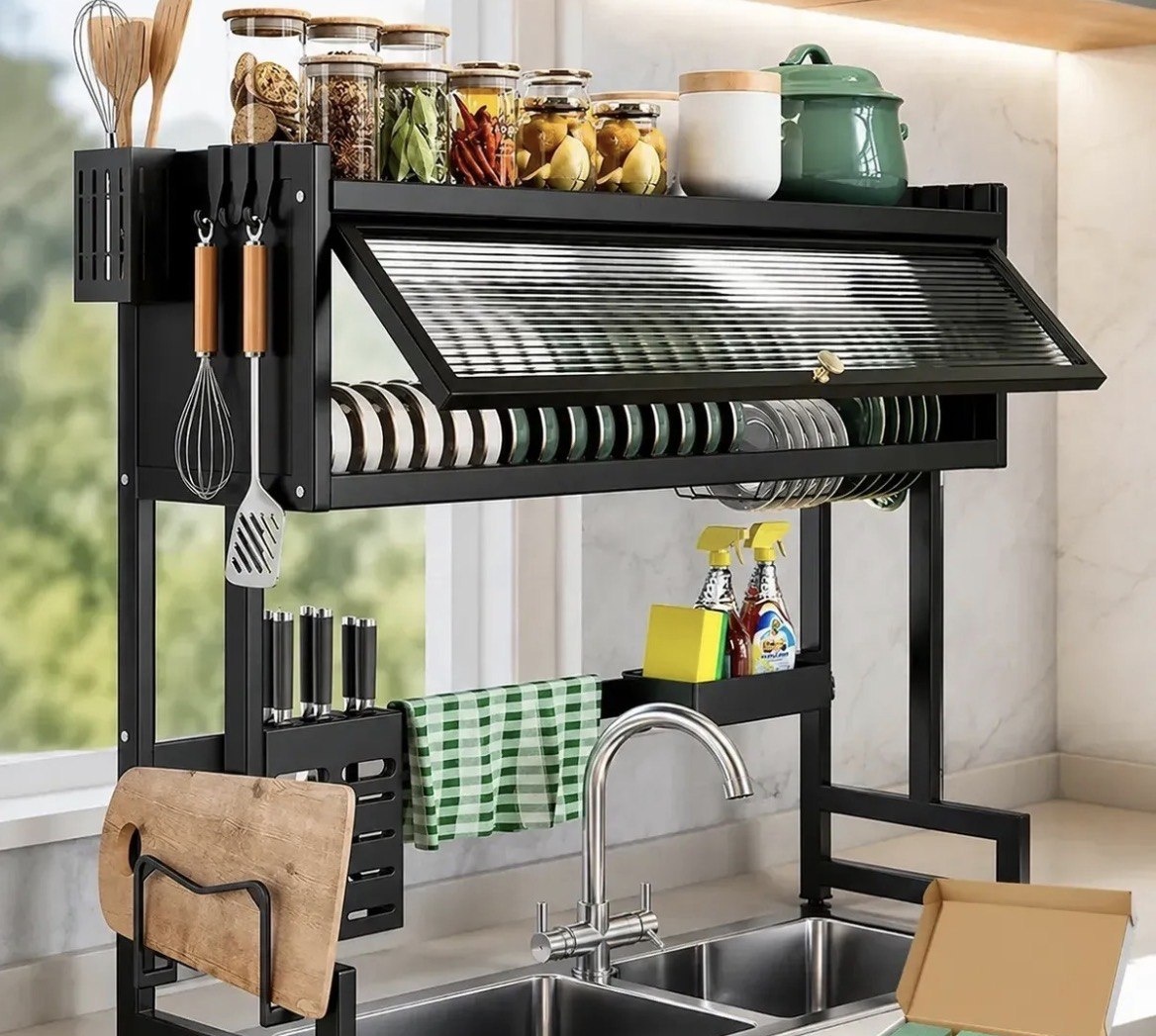 Escorredor Louça Suspenso Preto 65 Cm Em Aço Carbono