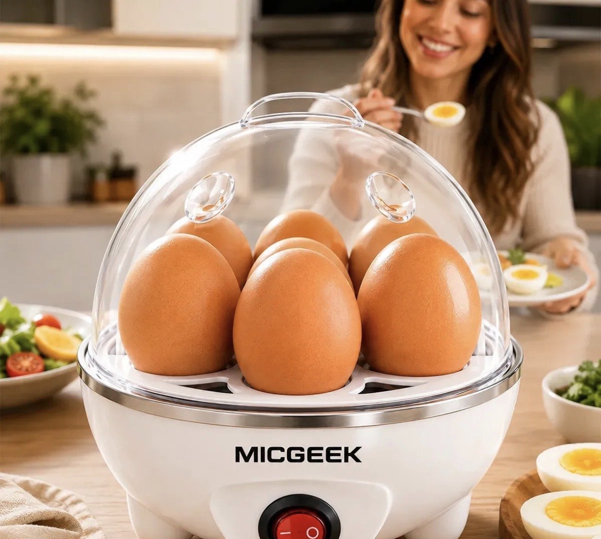 Cozedor De Ovos Automático Panela A Vapor Elétrica Legumes Elétrica Portátil Prático Rápido 7 Ovos Em 5min Micgeek