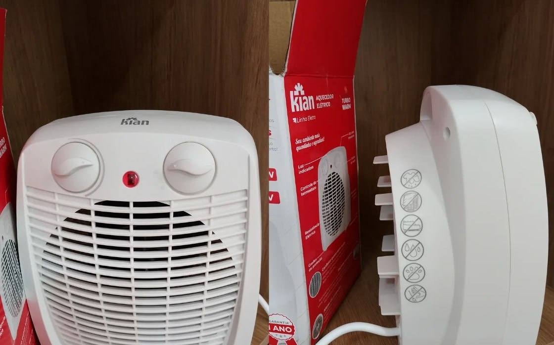 Aquecedor Elétrico 2 Em 1 Kian Branco 1800w 2 Níveis De Aquecimento  Ventilação - 220V