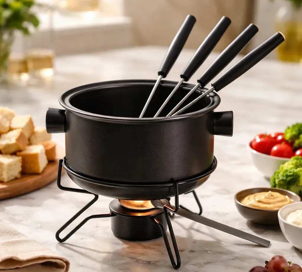 Conjunto de Fondue Panela Antiaderente 700ml 7 Peças