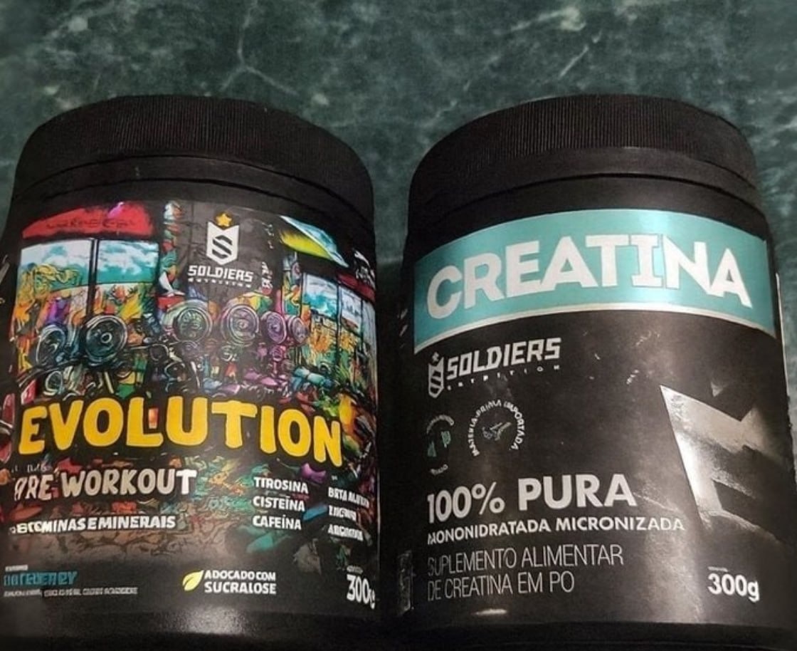 Kit Creatina 300g  Pré-treino Evolution 300g Soldiers Nutrition 3 Sabores