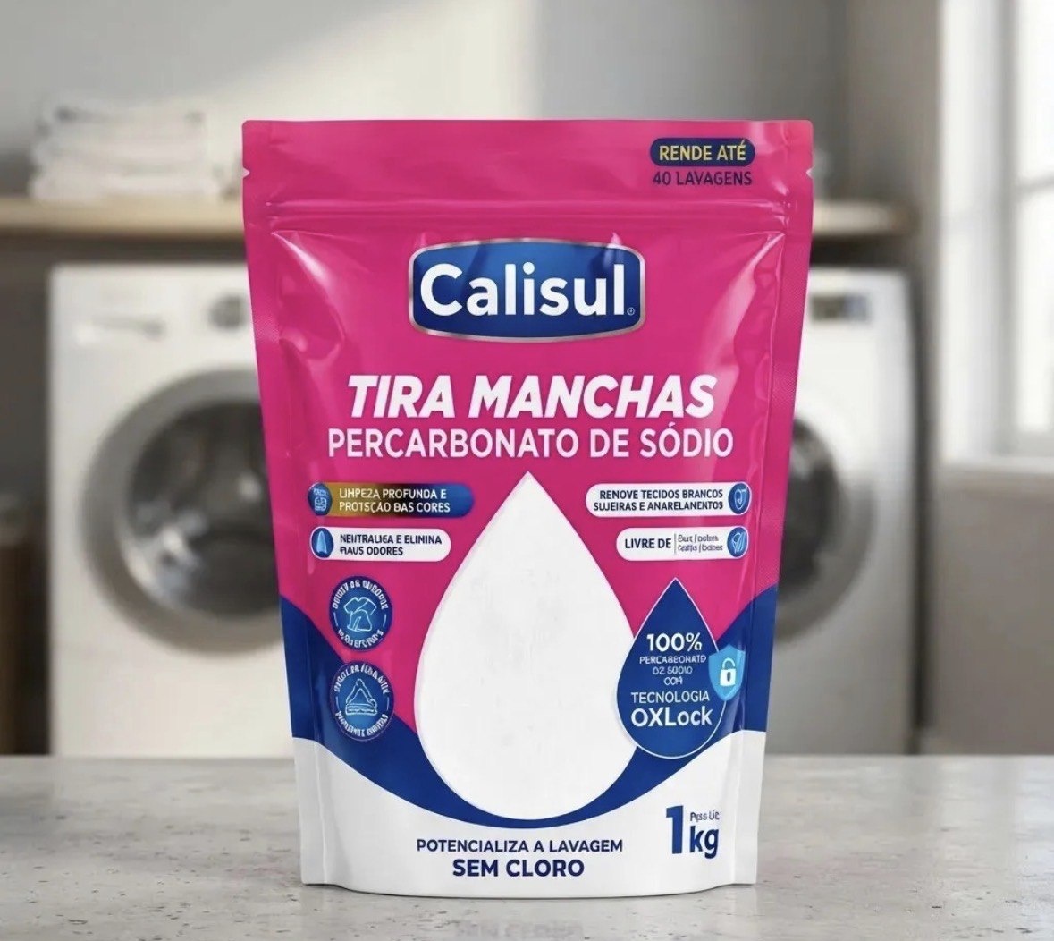 Percarbonato De Sódio 100 Tira Manchas Calisul - Roupas Brancas E Coloridas 1kg