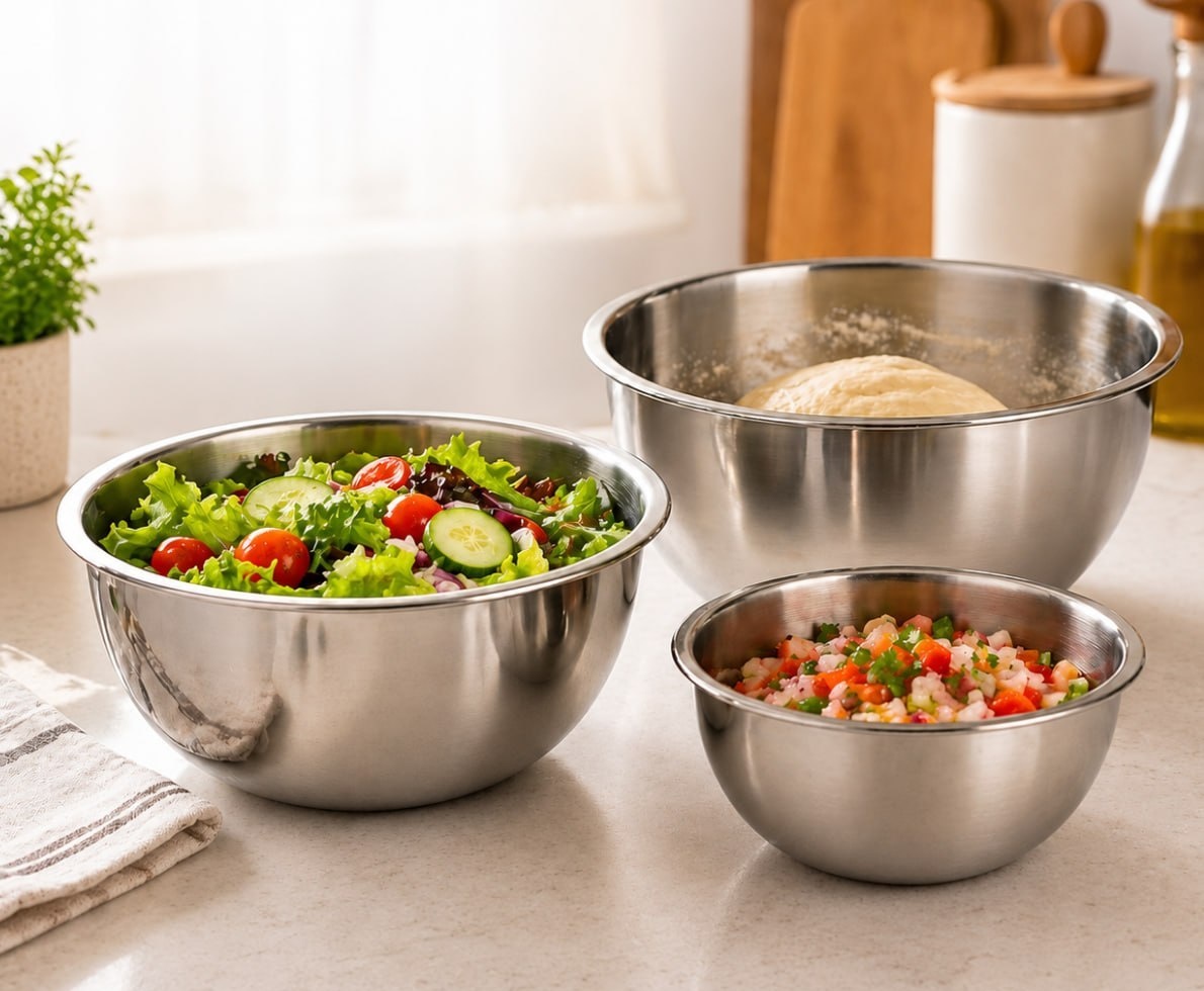Conjunto 3 Tigelas Inox Premium Bowls Aço Inoxidável